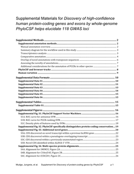 Discovery of Genes by Phylocsf Supplemental