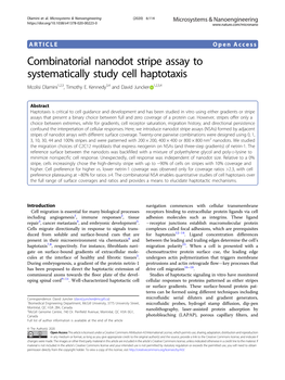 Combinatorial Nanodot Stripe Assay to Systematically Study Cell Haptotaxis Mcolisi Dlamini1,2,3, Timothy E