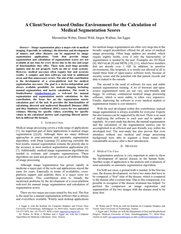 A Client/Server Based Online Environment for the Calculation of Medical Segmentation Scores