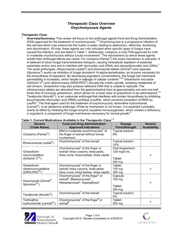 Therapeutic Class Overview Onychomycosis Agents