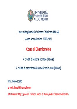 Corso Di Chemiometria