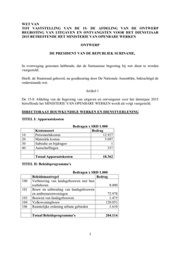 1 Wet Van Tot Vaststelling Van De 15