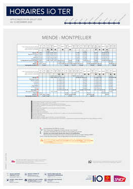 Mende Balsièges Barjac Le Bruel Chanac Les Salelles Le Monastier -Chirac Pin-Moriès Marvejols Millau Béziers Montpellier St-Roch