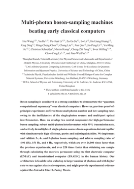 Multi-Photon Boson-Sampling Machines Beating Early Classical Computers