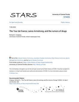 The Tour De France, Lance Armstrong, and the Rumors of Drugs