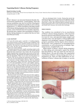 Vegetating Darier's Disease During Pregnancy