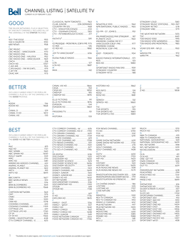 Channel Listing Satellite Tv Current As of February 11, 2021