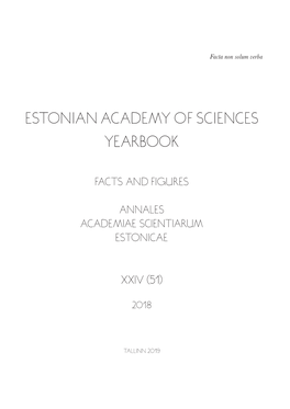 Estonian Academy of Sciences Yearbook 2018 XXIV