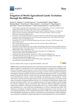 Irrigation of World Agricultural Lands: Evolution Through the Millennia