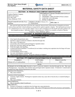 Material Safety Data Sheet