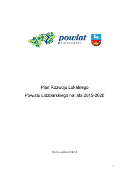 Plan Rozwoju Lokalnego Powiatu Lidzbarskiego Na Lata 2015-2020