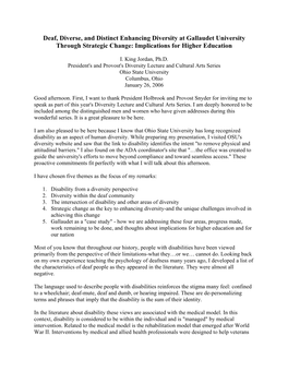 Deaf, Diverse, and Distinct Enhancing Diversity at Gallaudet University Through Strategic Change: Implications for Higher Education