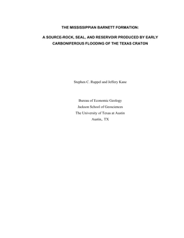 The Mississippian Barnett Formation: a Source-Rock, Seal, and Reservoir Produced by Early Carboniferous Flooding of the Texas C
