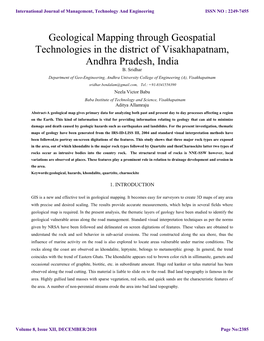 Geological Mapping Through Geospatial Technologies in the District of Visakhapatnam, Andhra Pradesh, India B