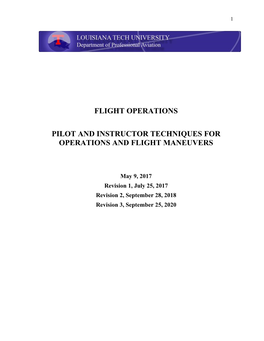 Flight Operations Pilot and Instructor Techniques For
