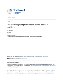 The Underrecognized Prothrombotic Vascular Disease of COVID-19