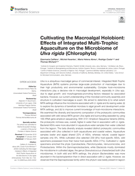 Cultivating the Macroalgal Holobiont: Effects of Integrated Multi-Trophic Aquaculture on the Microbiome of Ulva Rigida (Chlorophyta)