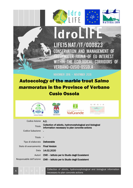 Autoecology of the Marble Trout Salmo Marmoratus in the Province of Verbano