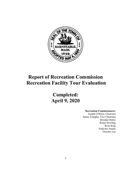 Report of Recreation Commission Recreation Facility Tour Evaluation