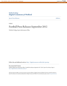 Football Press Releases September 2012 Wofford College