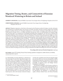 Migration Timing, Routes, and Connectivity of Eurasian Woodcock Wintering in Britain and Ireland