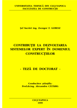 Contribu[Ii La Dezvoltarea Sistemelor Expert %N Domeniul Construc[Iilor