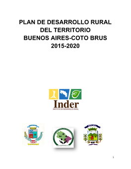 Plan De Desarrollo Rural Del Territorio Buenos Aires-Coto Brus 2015-2020