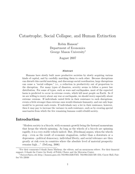 Catastrophe, Social Collapse, and Human Extinction