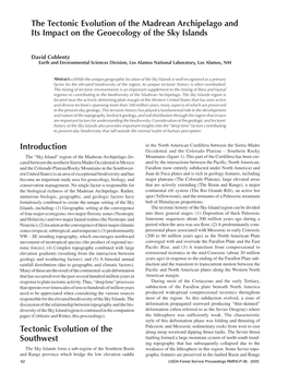 The Tectonic Evolution of the Madrean Archipelago and Its Impact on the Geoecology of the Sky Islands