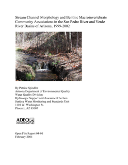 Stream Channel Morphology and Benthic Macroinvertebrate Community Associations in the San Pedro River and Verde River Basins of Arizona, 1999-2002