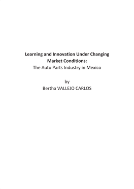 The Auto Parts Industry in Mexico by Bertha VALLEJO CARLOS