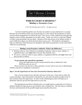 WHICH COURT IS BINDING?1 Binding Vs