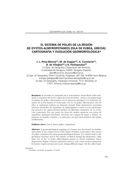 El Sistema De Poljes De La Región De Dystos-Almyropotamos (Isla De Eubea, Grecia): Cartografía Y Evolución Geomorfológica*