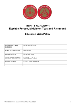 TRINITY ACADEMY: Eppleby Forcett, Middleton Tyas and Richmond