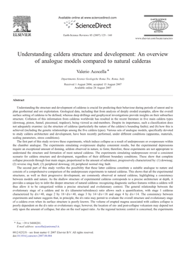 An Overview of Analogue Models Compared to Natural Calderas ⁎ Valerio Acocella