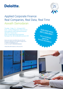 Applied Corporate Finance Real Companies, Real Data, Real Time Aswath Damodaran