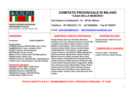 Comitato Provinciale Di Milano “Casa Della Memoria”