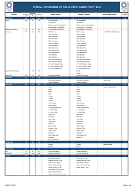 Official Programme of the Olympic Games Tokyo 2020