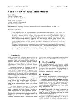 Consistency in Cloud-Based Database Systems