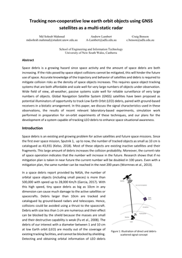 Tracking Non-Cooperative Low Earth Orbit Objects Using GNSS Satellites As a Multi-Static Radar