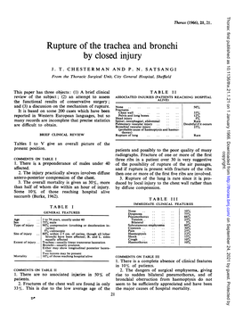 Rupture of the Trachea and Bronchi by Closed Injury