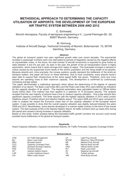 Methodical Approach to Determining the Capacity Utilisation of Airports: the Development of the European Air Traffic System Between 2008 and 2012