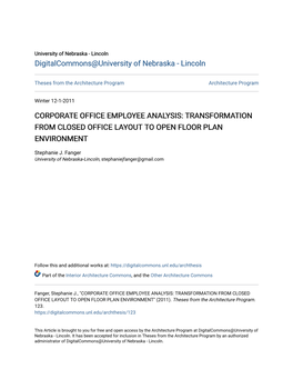 Corporate Office Employee Analysis: Transformation from Closed Office Layout to Open Floor Plan Environment