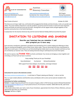 Invitation to Listening and Sharing