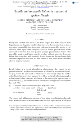 Variable and Invariable Liaison in a Corpus of Spoken French