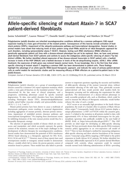 Allele-Specific Silencing of Mutant Ataxin-7 in SCA7 Patient-Derived