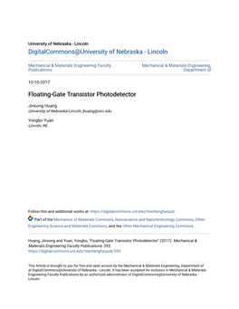 Floating-Gate Transistor Photodetector