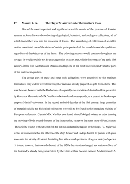 1 17 Massov, A. Ia. the Flag of St Andrew Under the Southern Cross One of the Most Important and Significant Scientific Results