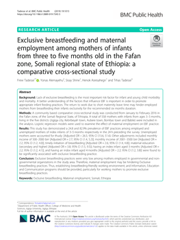 Exclusive Breastfeeding and Maternal Employment Among Mothers Of