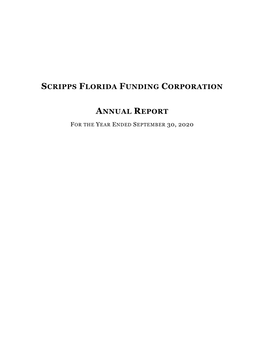 Scripps Florida Funding Corporation Annual Report
